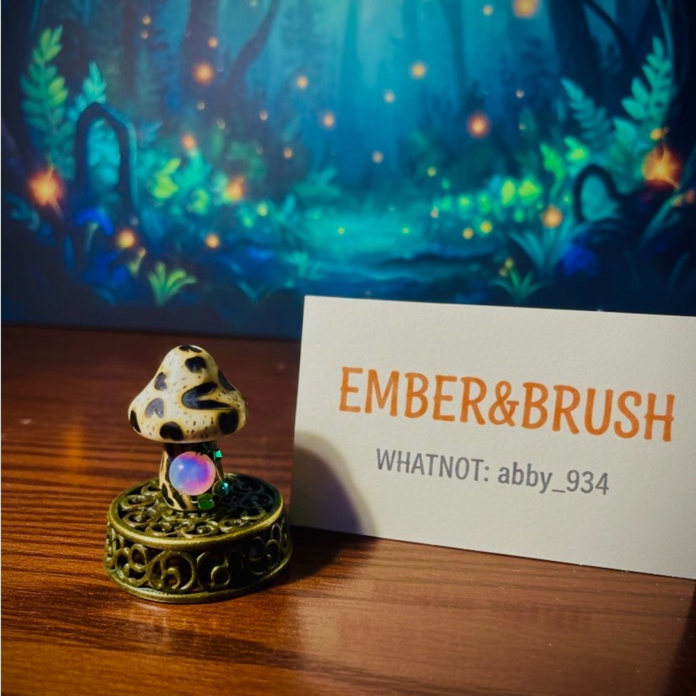 Mushroom Ring Holder with Opal Accent